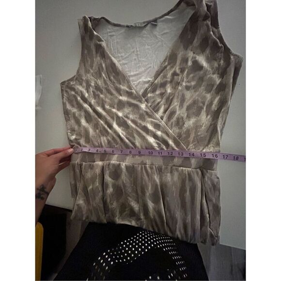 G By Giuliana Leopard Print Sleeveless Jersey Wrap Jumpsuit Beige Size Large - Picture 12 of 15